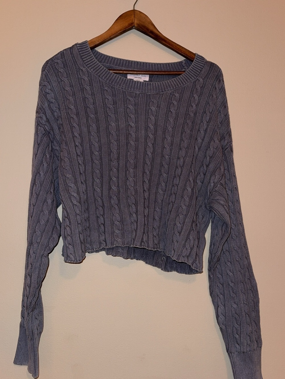 NWT Cropped Cable Knit Sweater - Slate Gray